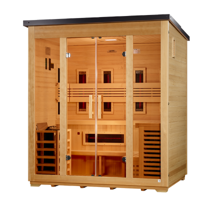 Golden Designs Gargellen 5-Person Flat-Roof Hybrid Outdoor Sauna | GDI-8025-01, exact-model manufacturer alternate view 2