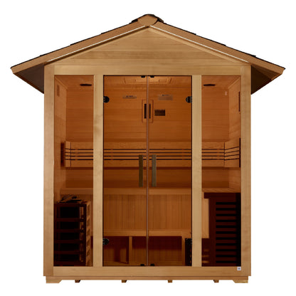 Golden Designs "Vorarlberg" 5 Person Traditional Outdoor Sauna - Canadian Hemlock GDI-8105-01, exact-model manufacturer alternate view 1