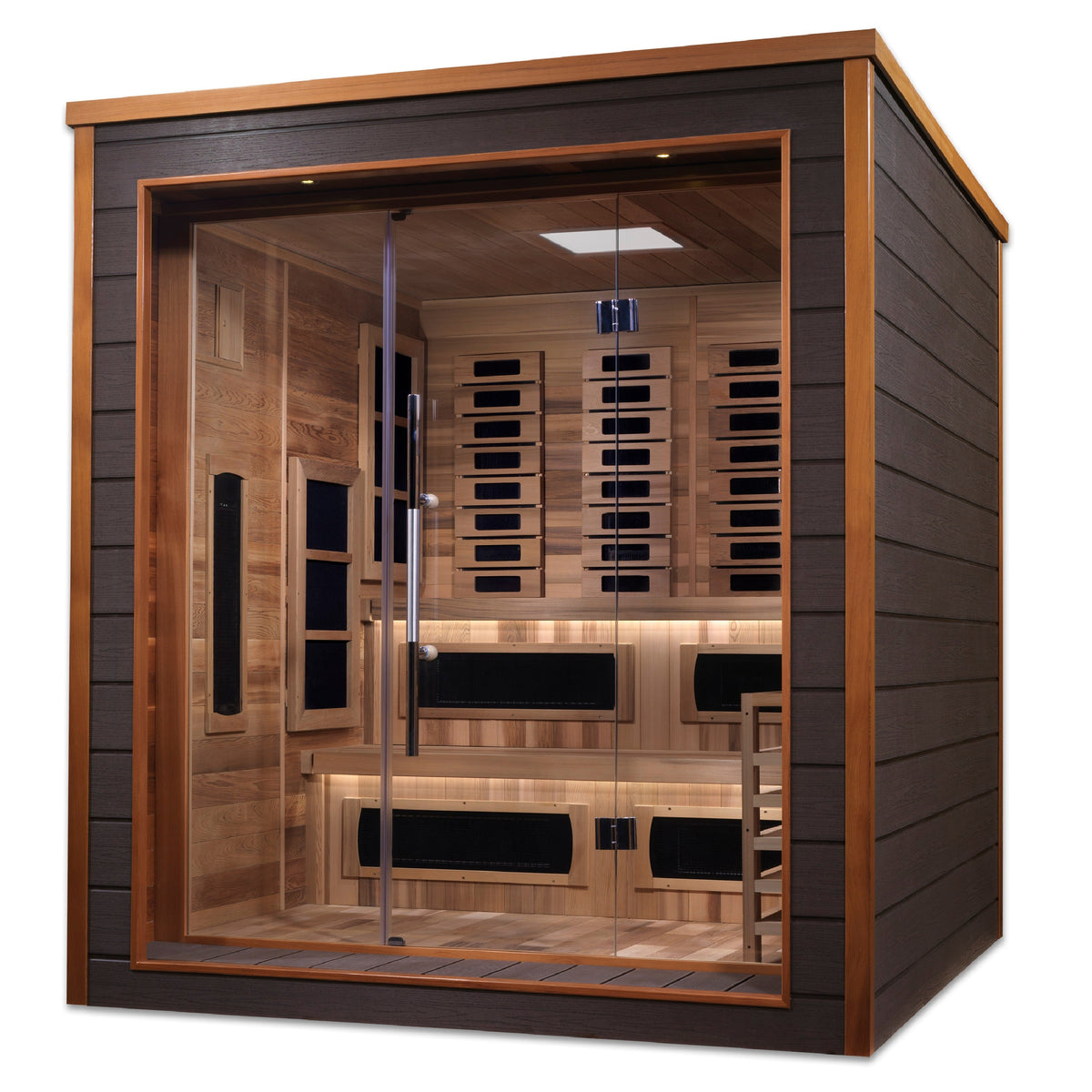 Golden Designs Karlstad 6 Person Outdoor-Indoor PureTech Hybrid Full Spectrum Sauna Canadian Red Cedar Interior GDI-8226-01, exact-model manufacturer alternate view 1