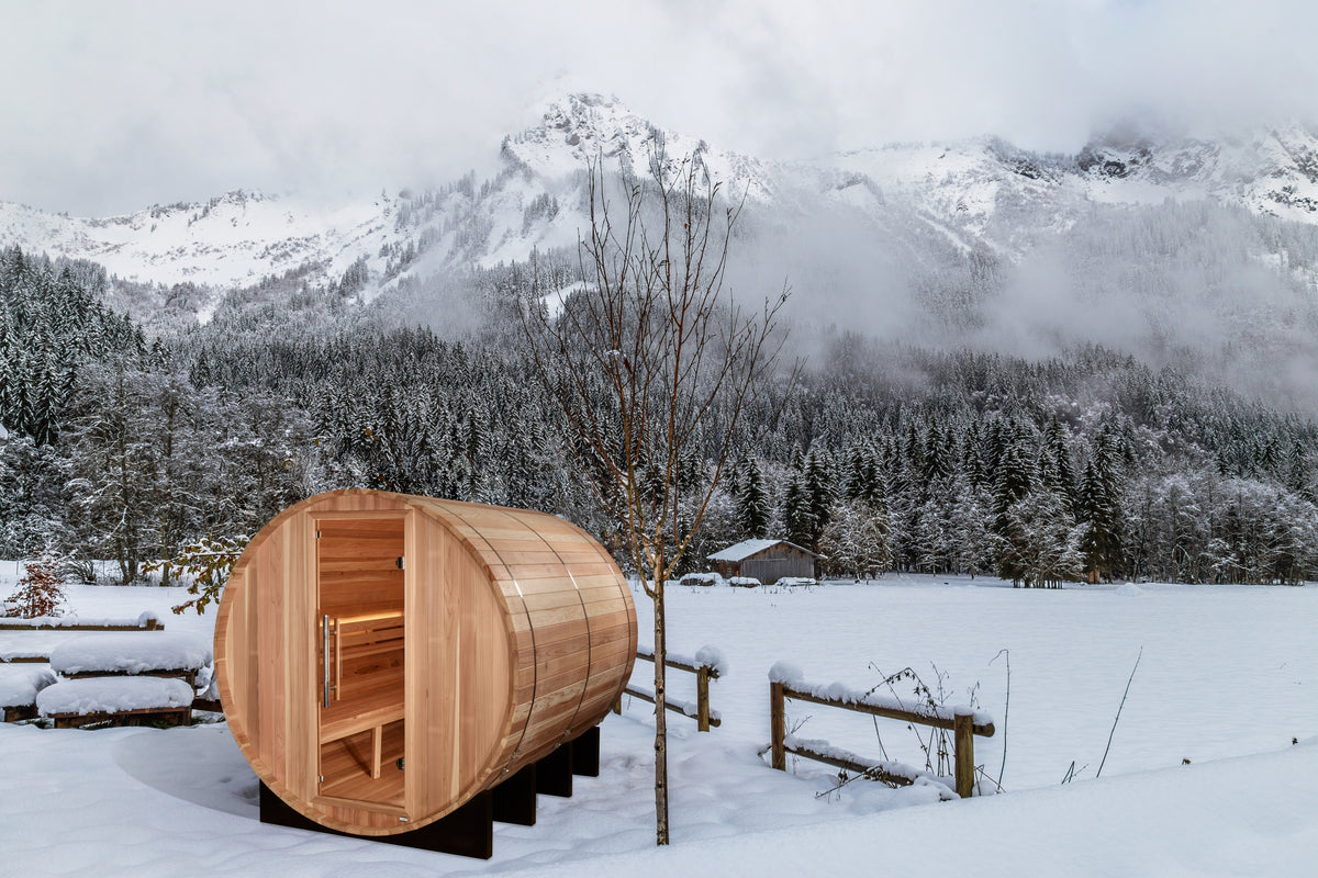 Golden Designs Klosters GDI-B006-01, manufacturer lifestyle view in a snowy mountain setting