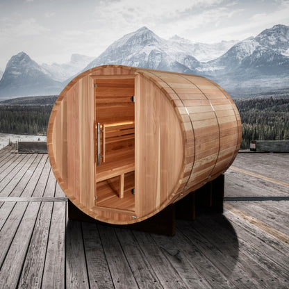 Golden Designs Klosters GDI-B006-01, manufacturer lifestyle view on a mountain-facing timber deck