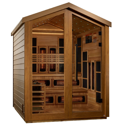 Golden Designs Kaskinen GDI-8526-01 outdoor hybrid sauna, front left view