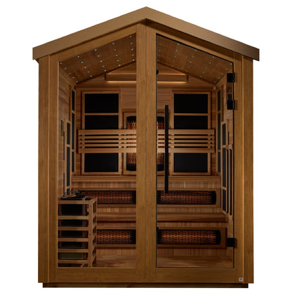 Golden Designs Kaskinen GDI-8526-01 outdoor hybrid sauna, front view