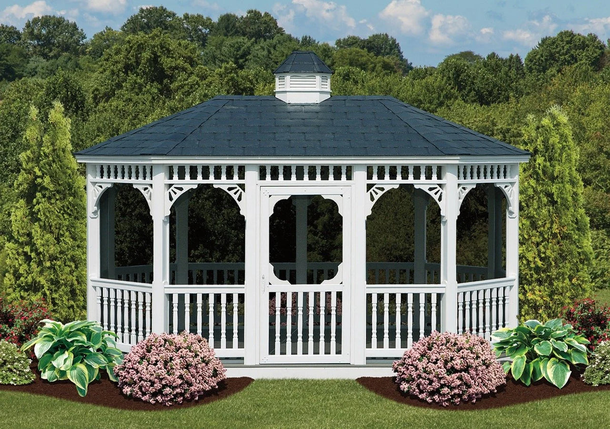 Classic Oval Vinyl Gazebo - manufacturer example; configuration may vary
