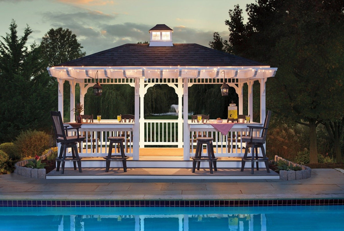 Classic Retreat Rectangle Vinyl Gazebo - manufacturer example; configuration may vary