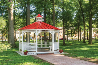 Creative Gazebos Classic Octagon Vinyl Gazebo: 16' Vinyl Octagon Gazebo - Classic - w/SS Roof. Manufacturer family example; size, finishes and optional features vary.