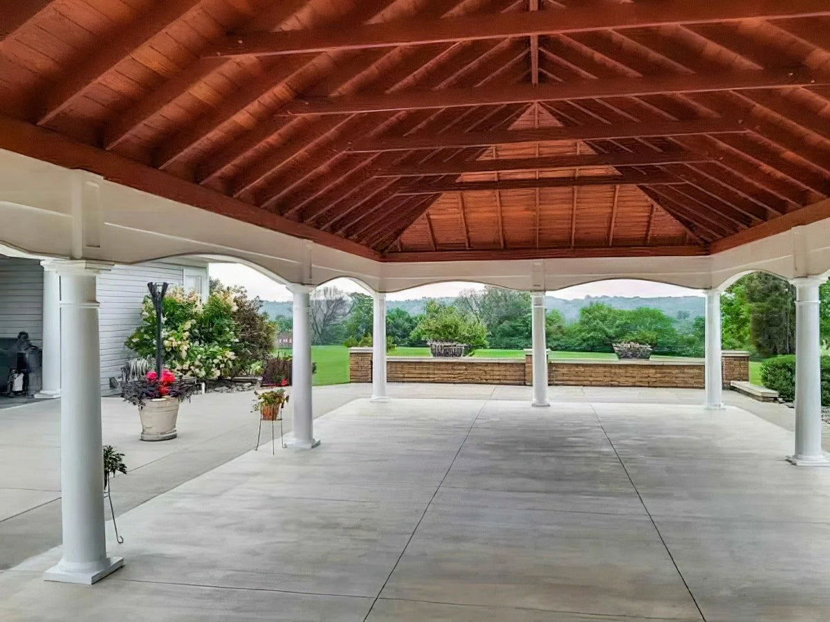 Creative Gazebos Hampton Pavilion: 20x40 Hampton Pavilion Interior / Ceiling. Manufacturer family example; size, finishes and optional features vary.