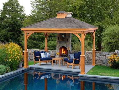 Creative Gazebos Keystone Wood Pavilion: 10x14 Keystone w/Superior Post Skirts. Manufacturer family example; size, finishes and optional features vary.