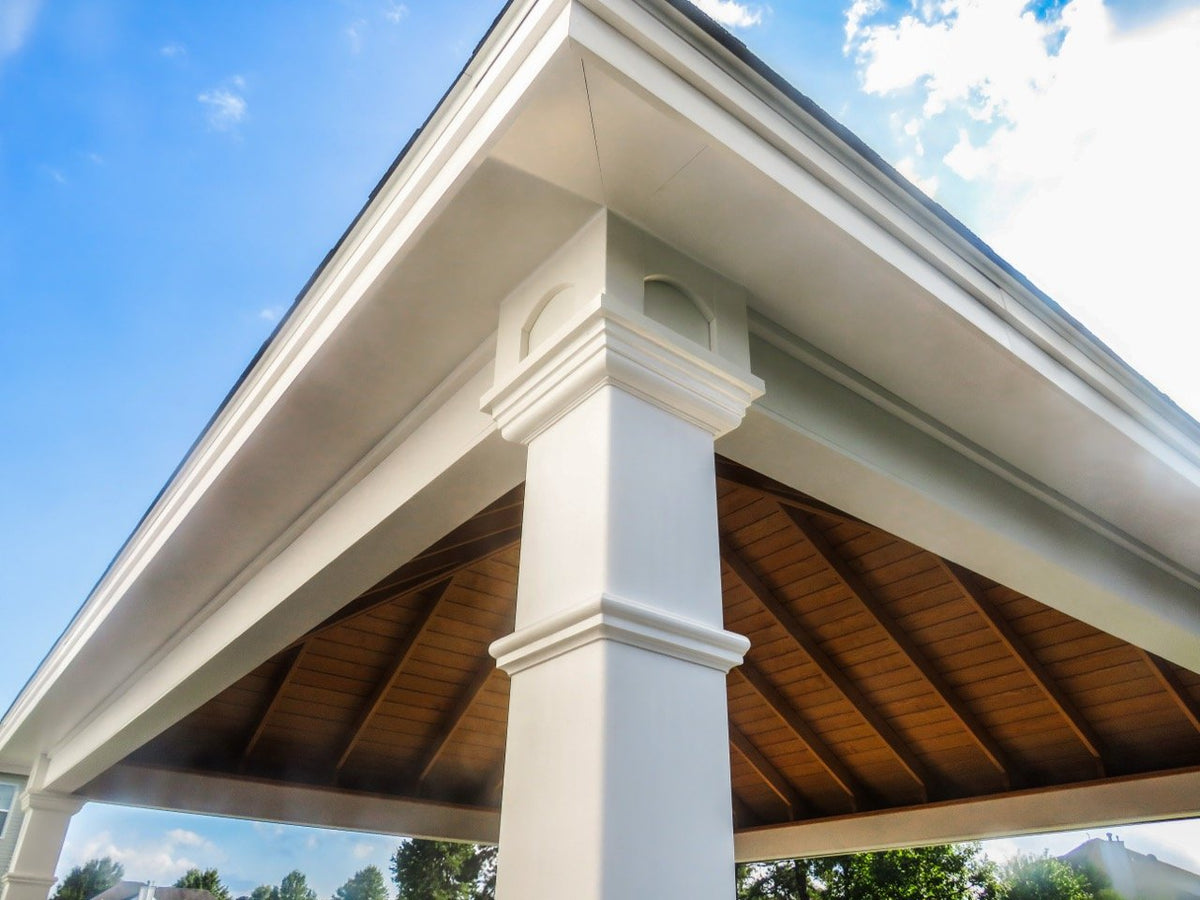 Creative Gazebos Newport Pavilion: Newport Pavilion Corner Detail. Manufacturer family example; size, finishes and optional features vary.