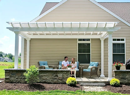 Creative Gazebos Veranda Vinyl Pergola: 10x16 Veranda Pergola w/Lattace. Manufacturer family example; size, finishes and optional features vary.