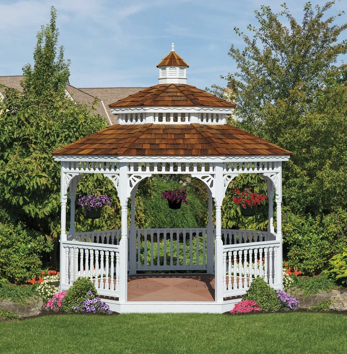 Creative Gazebos Victorian Octagon Wood Gazebo: 12' Wood Octagon Gazebo - Victorian - Painted. Manufacturer family example; size, finishes and optional features vary.