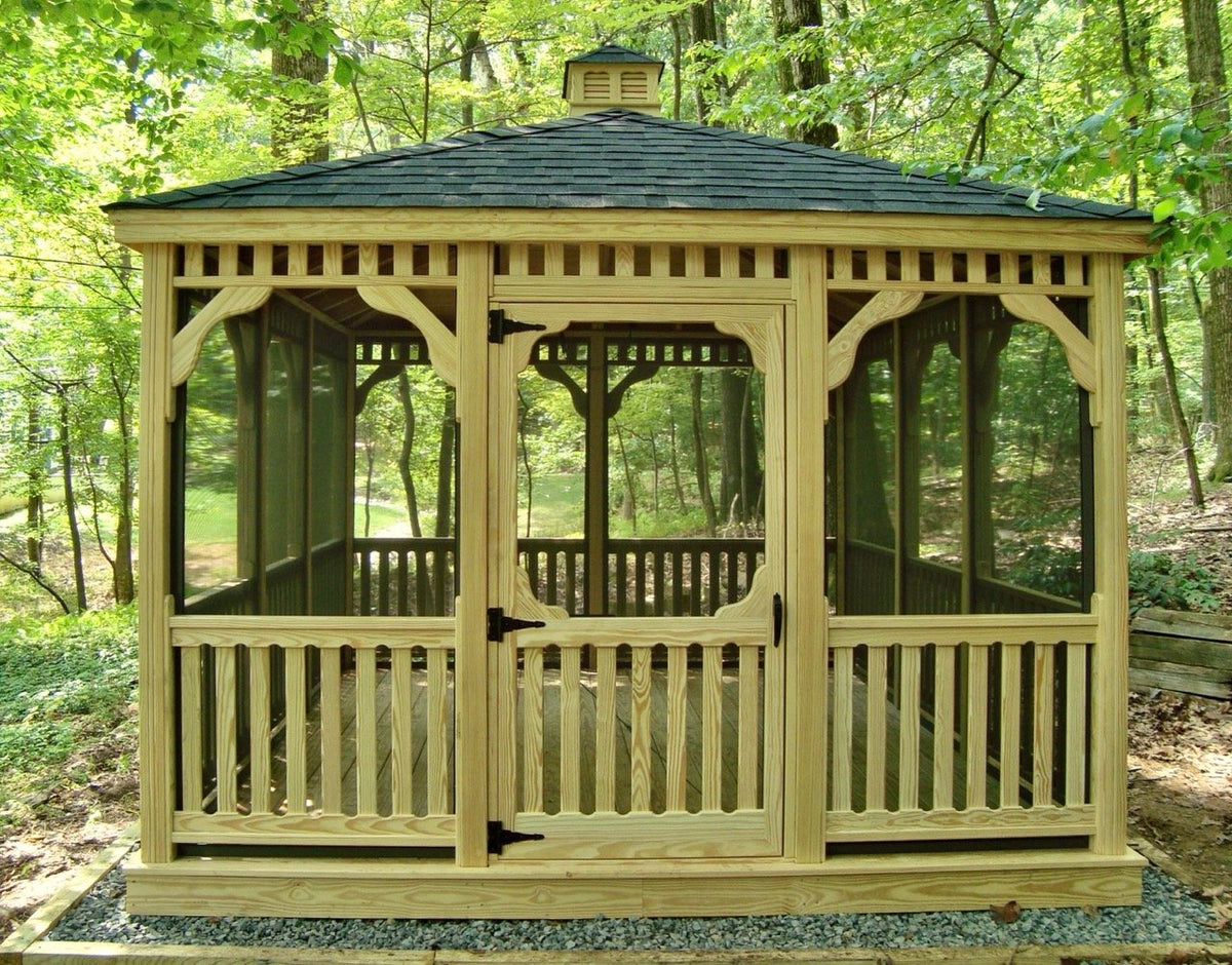 Rectangle Wood Gazebo - manufacturer example; configuration may vary