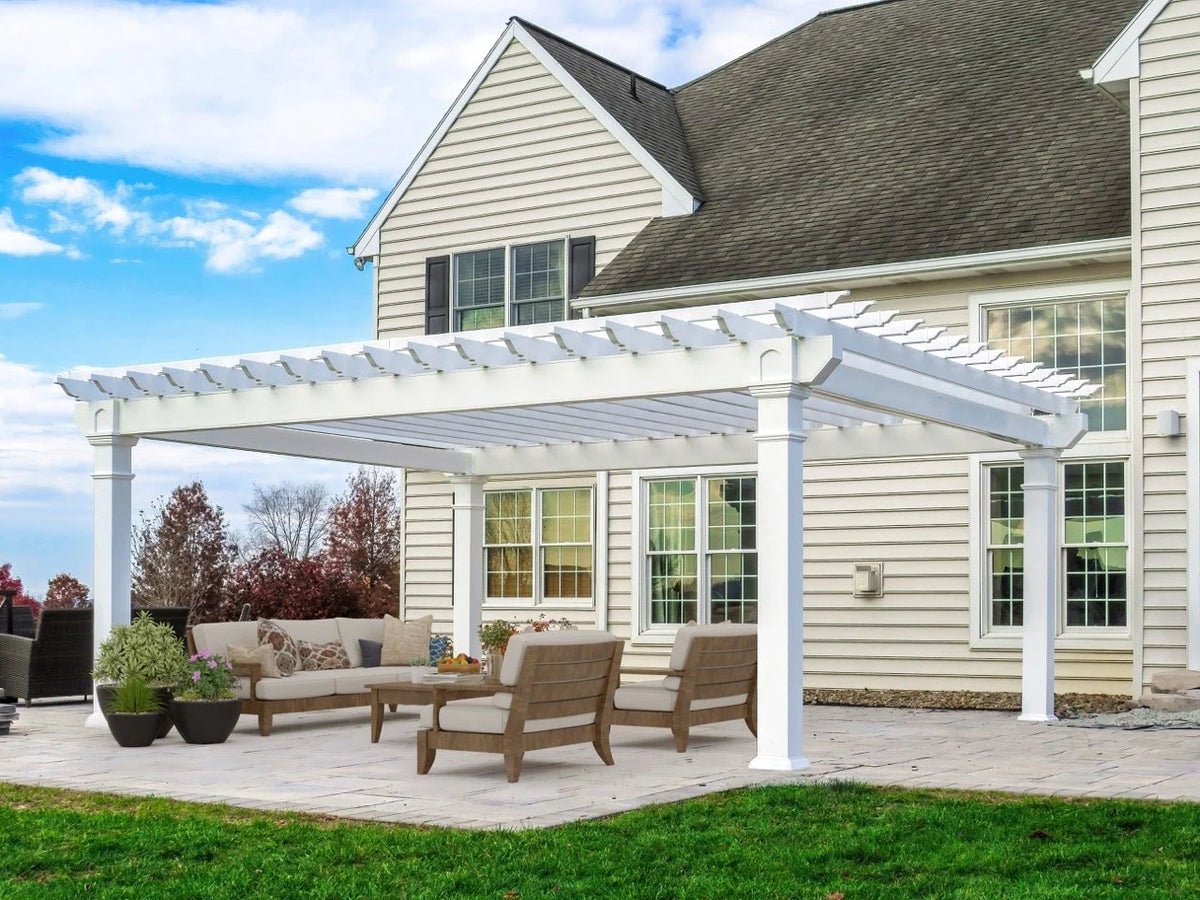 Veranda Vinyl Pergola - manufacturer example; configuration may vary