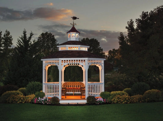 Victorian Octagon Vinyl Gazebo - manufacturer example; configuration may vary