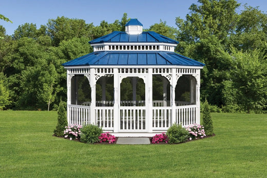 Victorian Oval Vinyl Gazebo - manufacturer example; configuration may vary