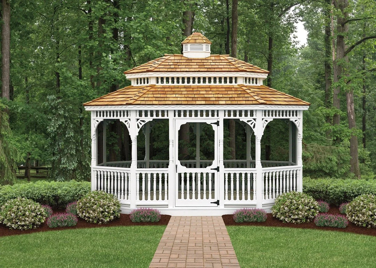 Victorian Oval Wood Gazebo - manufacturer example; configuration may vary