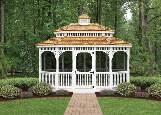 Victorian Oval Wood Gazebo - manufacturer example; configuration may vary