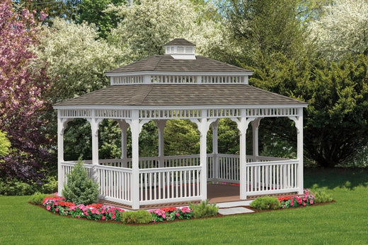 Victorian Rectangle Vinyl Gazebo - manufacturer example; configuration may vary