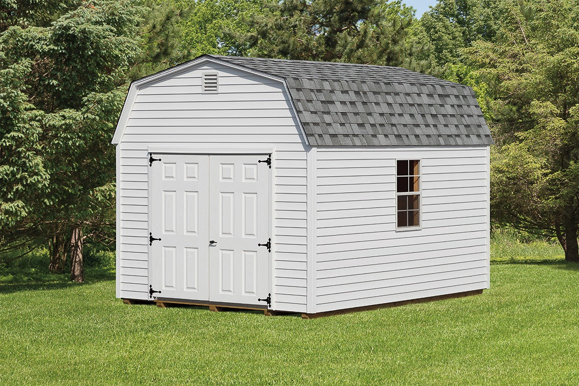 Heritage Traditional Shed: traditional shed with barn style roofline. Manufacturer example configuration; optional features may be shown.