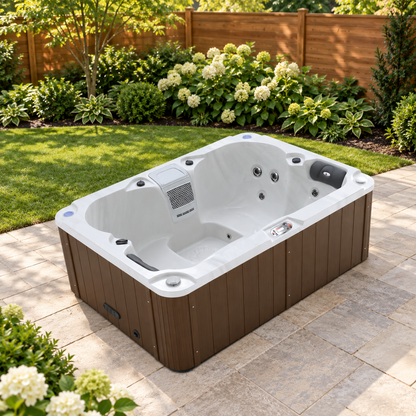 Liberty LYS4000 hot tub — staged backyard setting without people