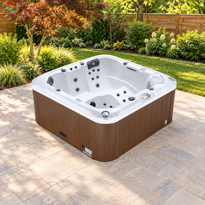 Liberty LYS5000 hot tub — staged backyard setting without people