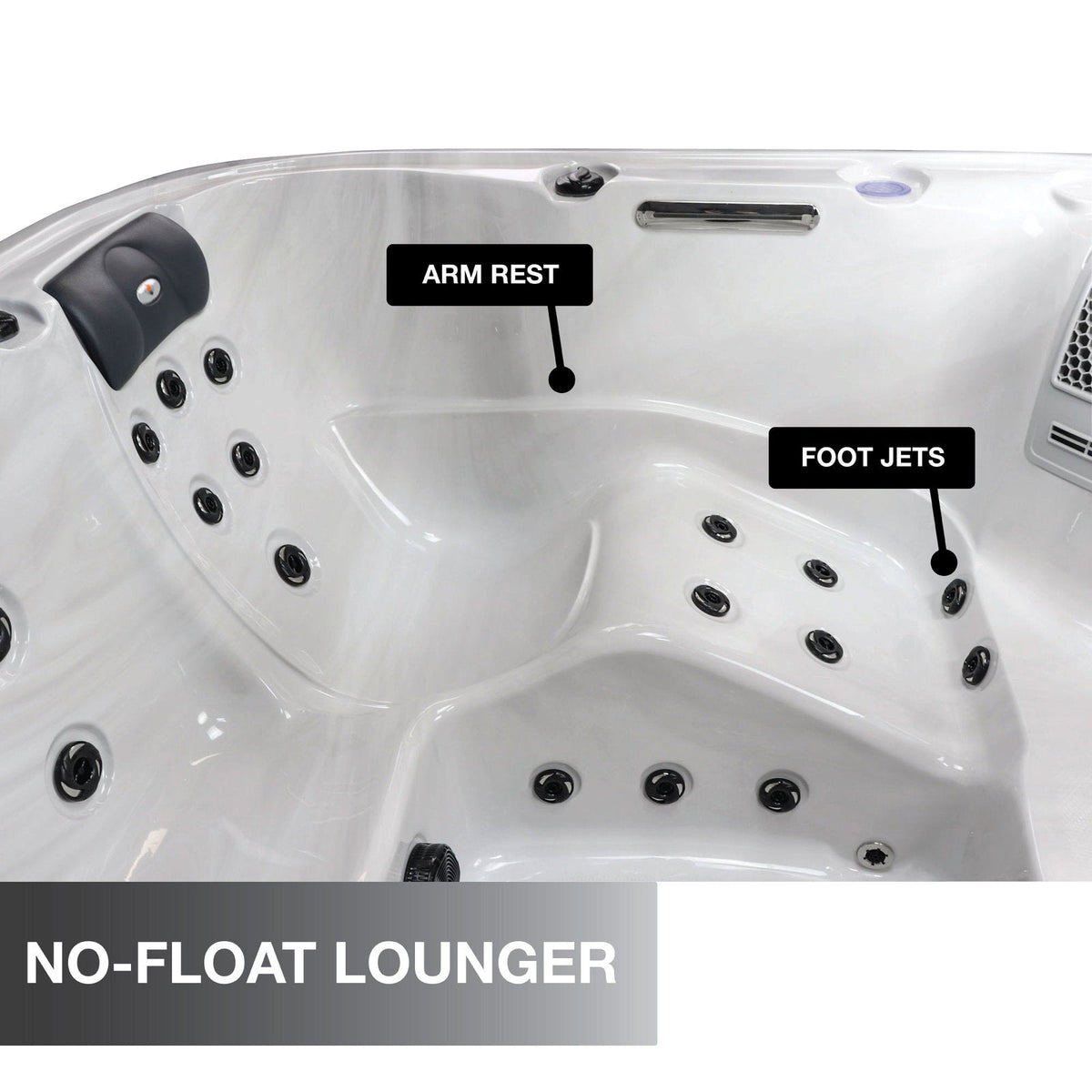 Liberty Spas LYS5000, manufacturer photograph: no-float lounger and foot jets