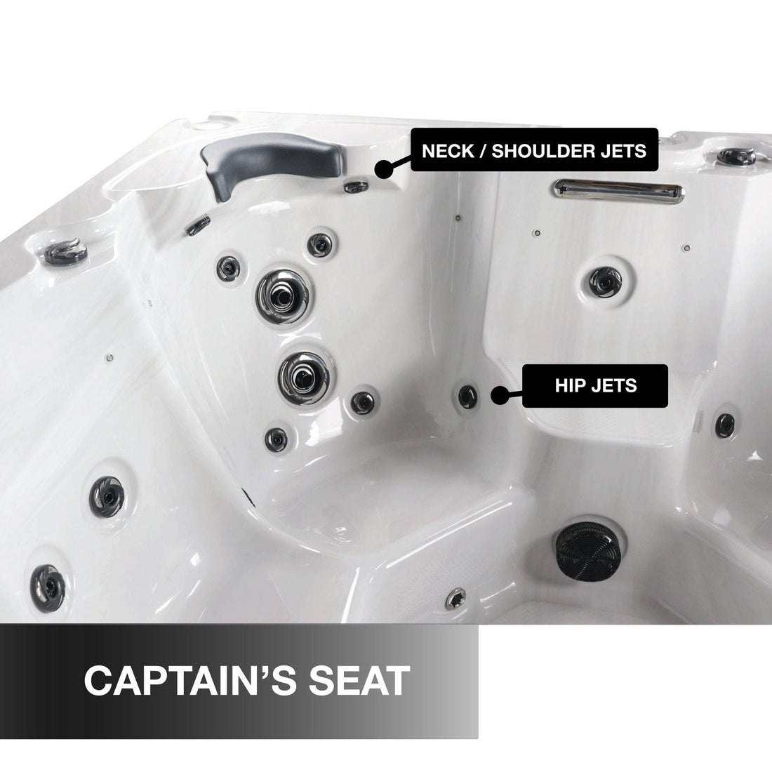 Liberty Spas LYS6000 Luxury 240V 6 Person Spa: Captain's seat and neck jets