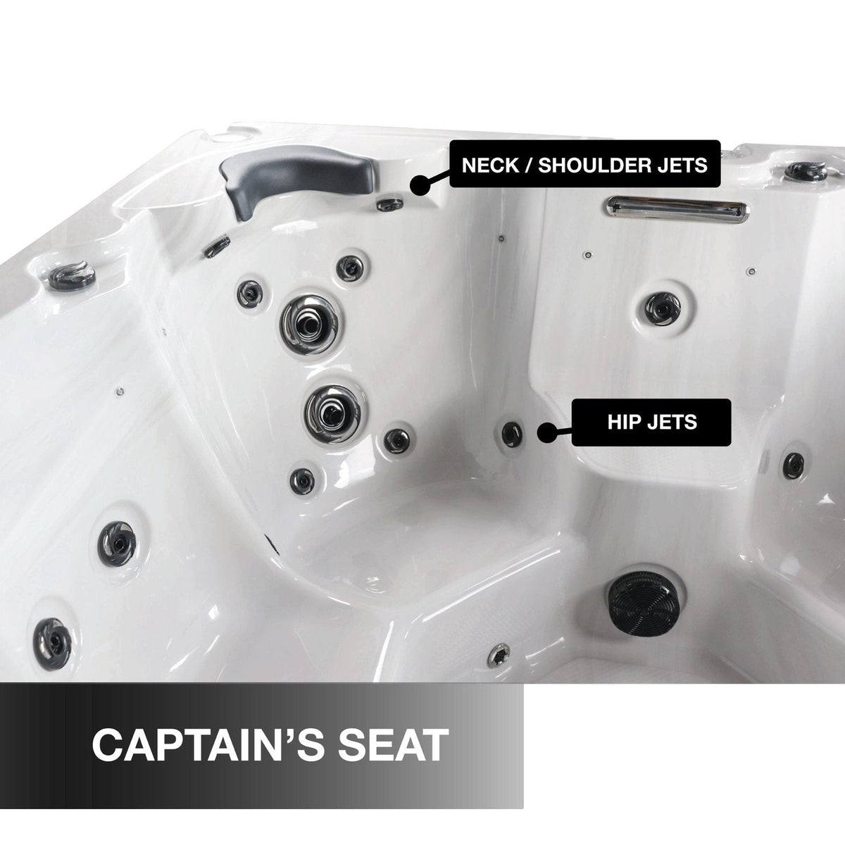 Liberty Spas LYS6000, manufacturer photograph: captain's seat and neck jets