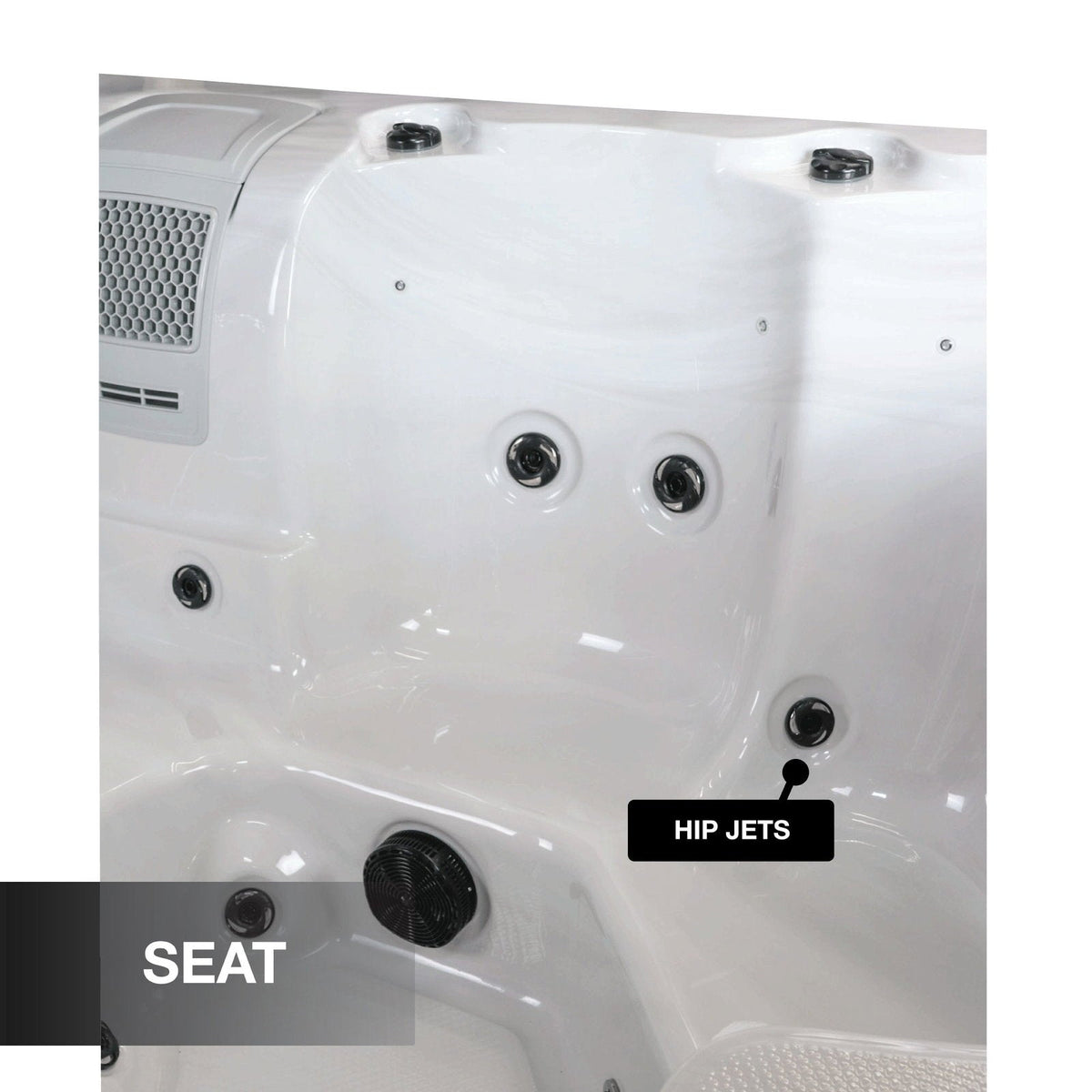 Liberty Spas LYS6000, manufacturer photograph: seat and filtration grille