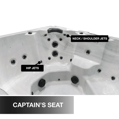 Liberty Spas LYS7000, manufacturer photograph: captain's seat and hydrotherapy jets