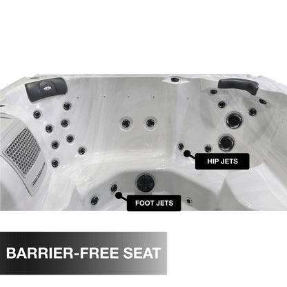 Liberty Spas LYS7000, manufacturer photograph: barrier-free seating and foot jets