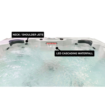 Liberty Spas LYS7000, manufacturer photograph: filled seating area with neck jets and waterfall