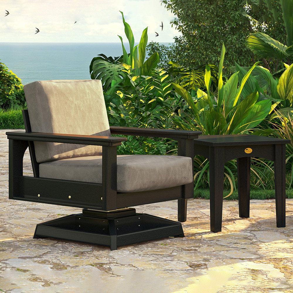 LuxCraft LDSSR — Marine Leatherette / Black; separate side table shown for context, not included