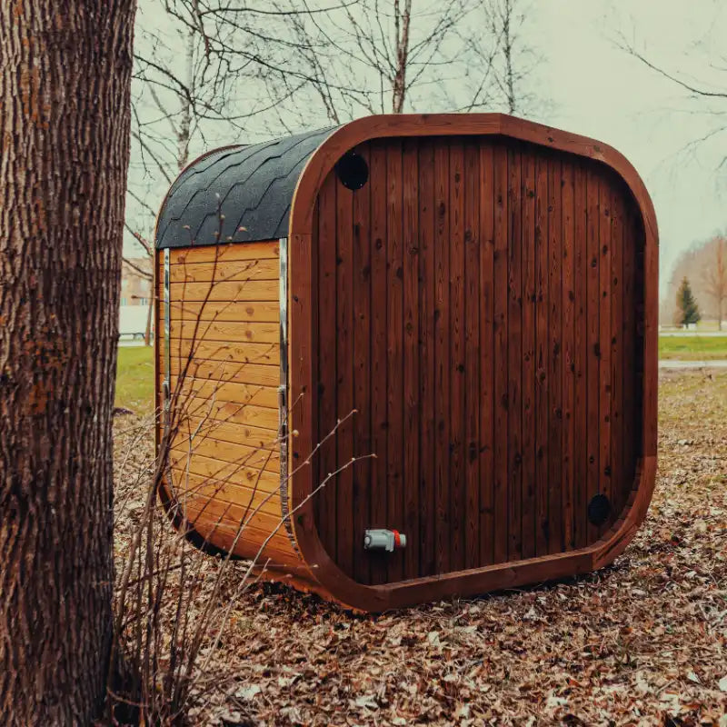 Mande Spa MW12 Outdoor Sauna — 2–3 Person, supplier photograph: rear exterior view