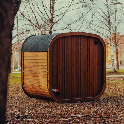Mande Spa MW16 Outdoor Sauna — Up to 4 Person, supplier photograph: rear exterior view