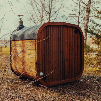 Mande Spa MW20 Outdoor Sauna — 5–6 Person, supplier photograph: rear exterior view
