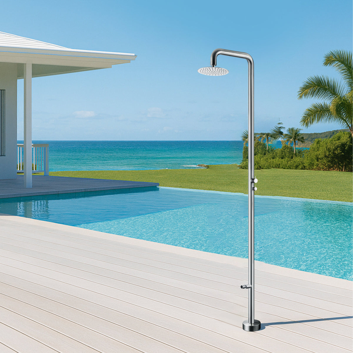 MODLAND RB1340 outdoor shower in a supplier-provided poolside setting