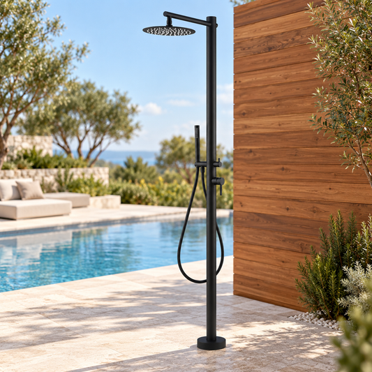 MODLAND RB1346 outdoor shower beside a pool