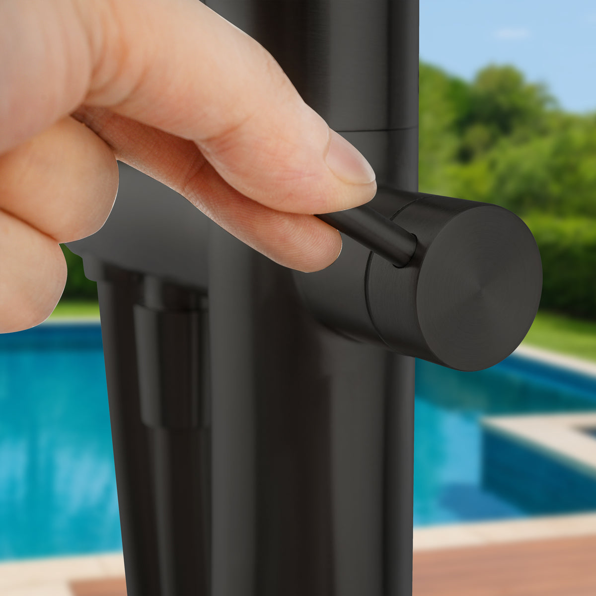 MODLAND RB1346 supplier detail: Matte-black upper diverter control being operated