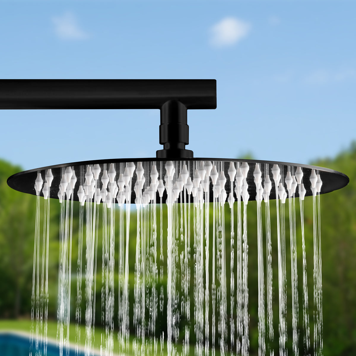 MODLAND RB1346 supplier detail: Matte-black overhead rain shower head running water