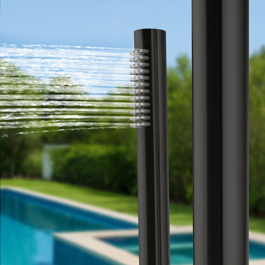MODLAND RB1346 Hot-and-Cold Two-Function Outdoor Shower — Matte Black: Handheld shower wand and holder
