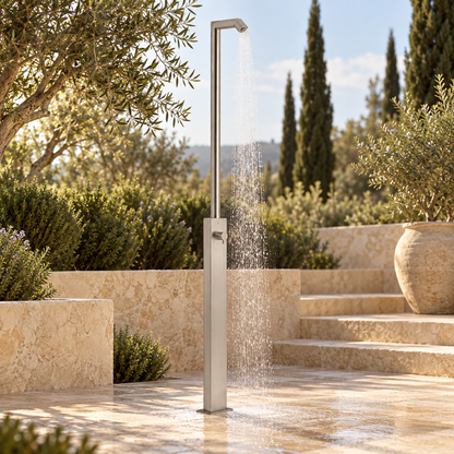 Rain Therapy Rain Head Outdoor Shower – PS ZI-19152 in an outdoor lifestyle scene