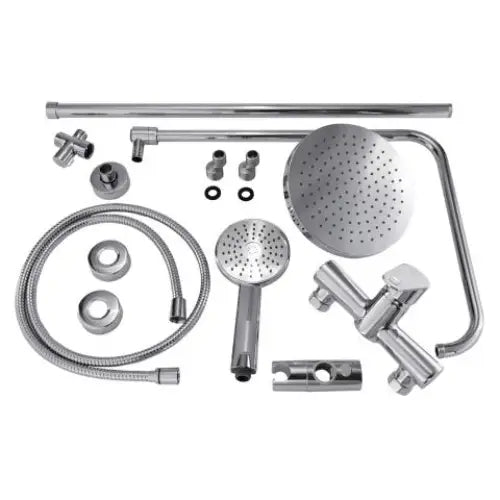 SaunaLife Barrel Shower Model R3 - RAIN Series Outdoor Barrel Showers, Thermo-Spruce, Stainless Steel Foundation Anchors, 2 Persons