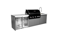 Whistler Black Series 5-Burner Complete Outdoor Kitchen | CBB500-B 3-Module Fridge & Sink Set