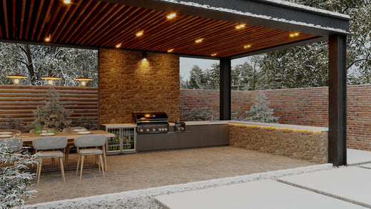 Whistler CBB500-B in a supplier outdoor kitchen lifestyle scene; surrounding cabinets and accessories sold separately