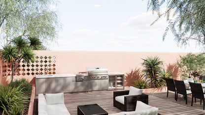 Whistler CBB500 in a supplier outdoor kitchen lifestyle scene; surrounding cabinets and accessories sold separately