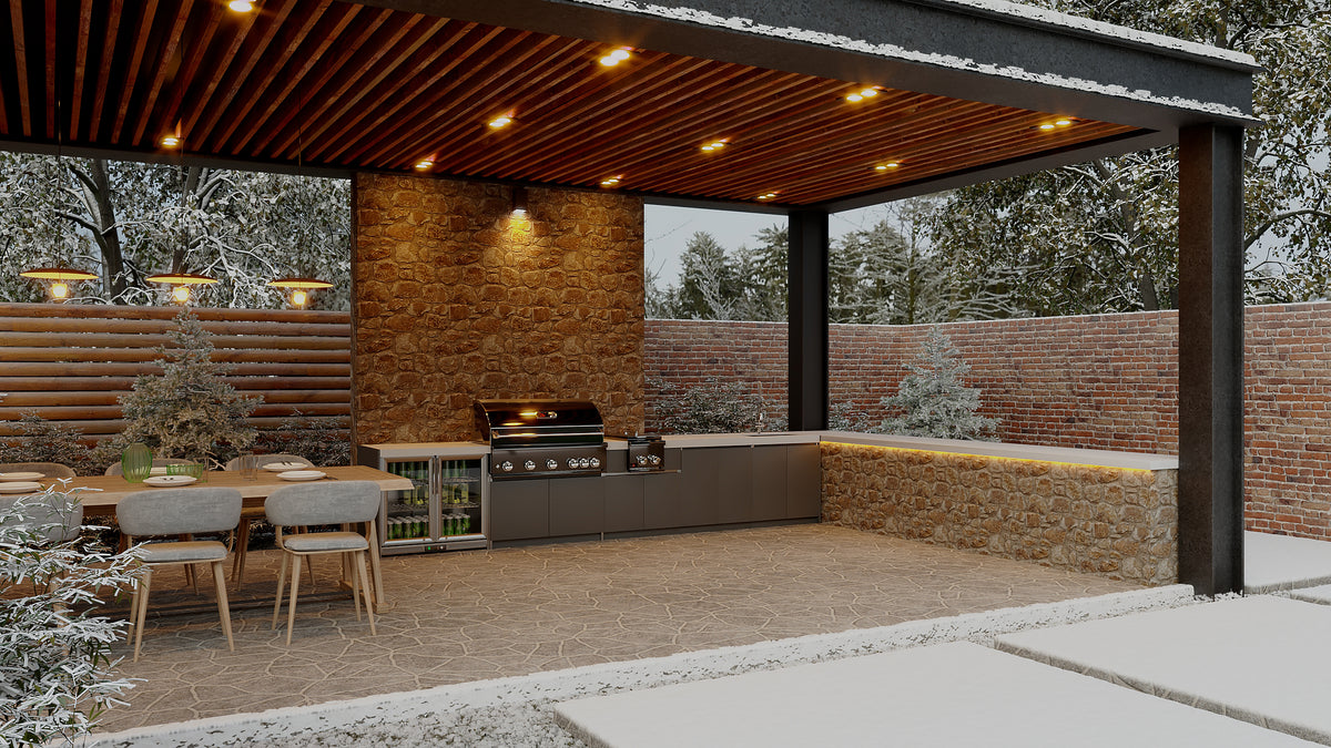 Whistler CBB500-B complete four-module outdoor kitchen lifestyle scene