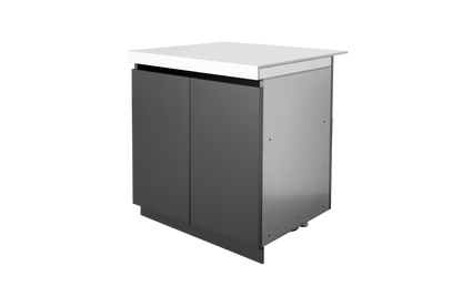 Whistler WMK-DDC-WG three-quarter view of grey cabinet and white countertop