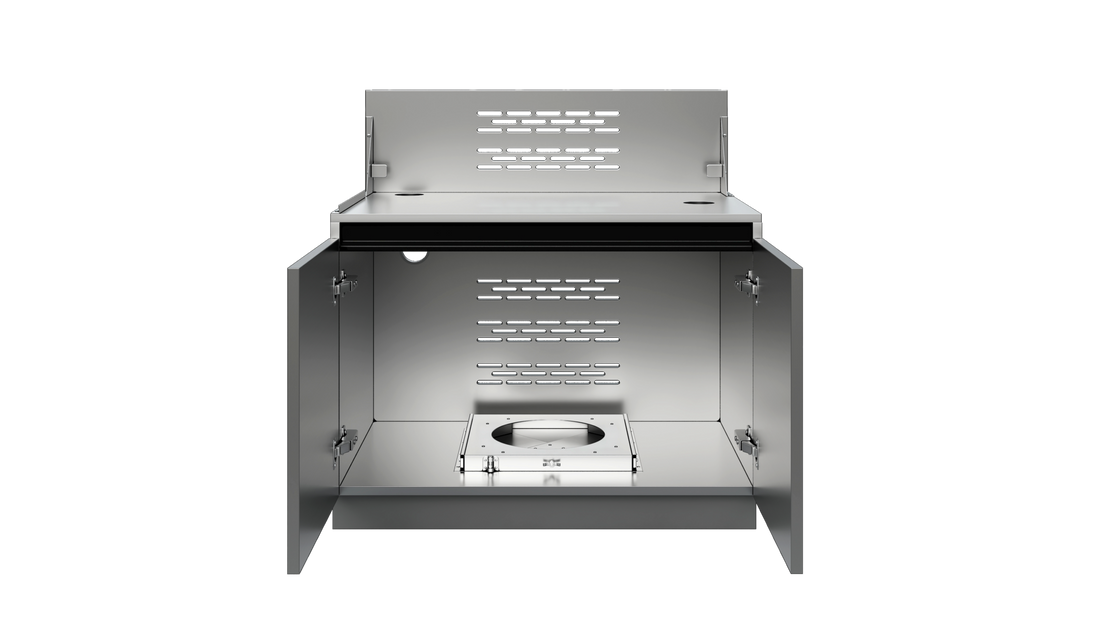 Whistler Stainless 4-Burner Complete Outdoor Kitchen | CBB4 4-Module Set: Included grill-cabinet interior, shown with the grill removed for visibility